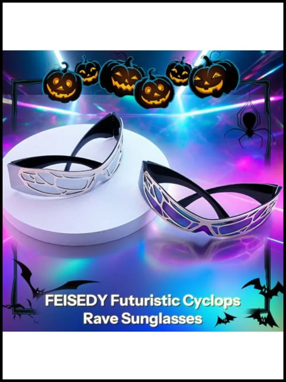 80s Futuristic Cyclops Cyber Visor Sunglasses Unisex Punk Cosplay Rave